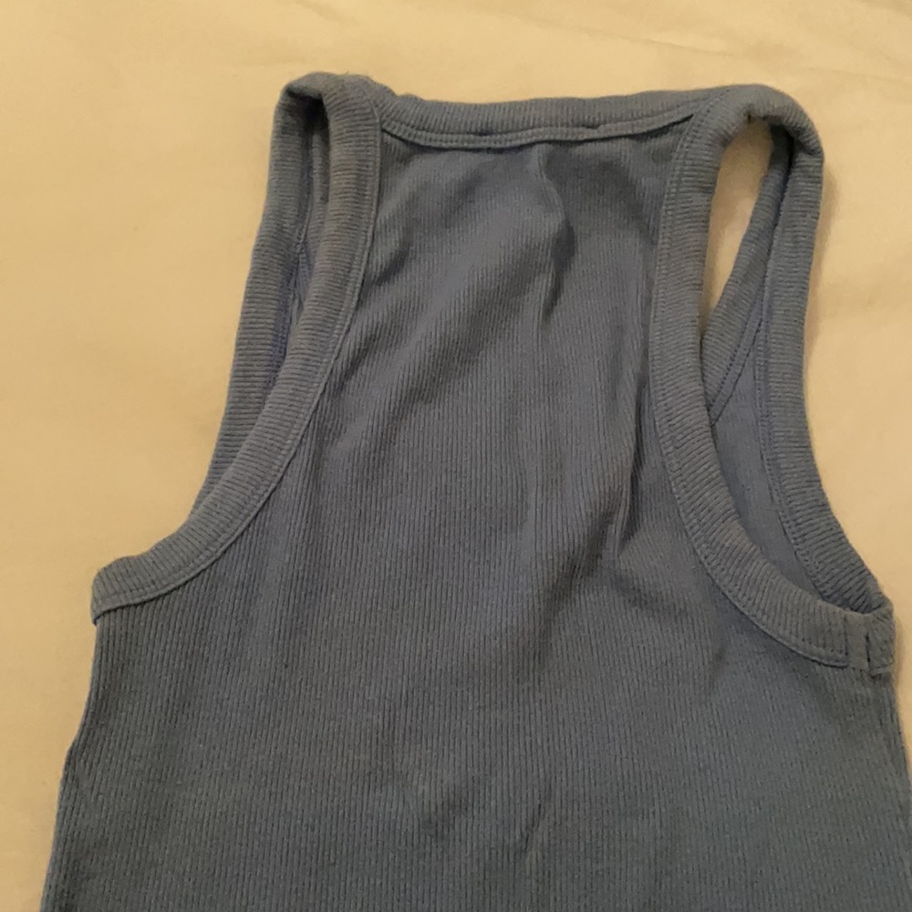 Zara Blue Ribbed Tank Top - Picture 6 of 8